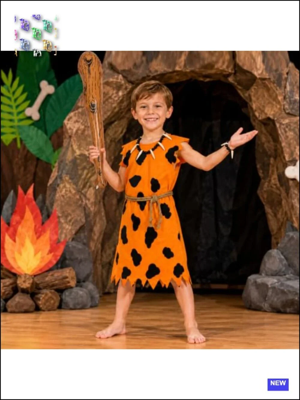 Caveman Halloween Costume Set with Inflatable Club, Tunic & Accessories